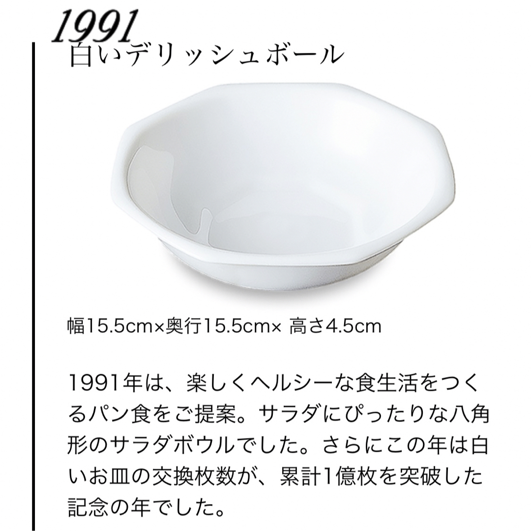 山崎製パン(ヤマザキセイパン)のヤマザキ春のパンまつり1991年/白いデリッシュボール/6皿 インテリア/住まい/日用品のキッチン/食器(食器)の商品写真