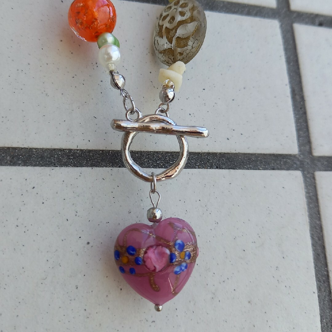 hand made beads necklace random beads💜 ハンドメイドのアクセサリー(ネックレス)の商品写真
