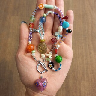 hand made beads necklace random beads💜