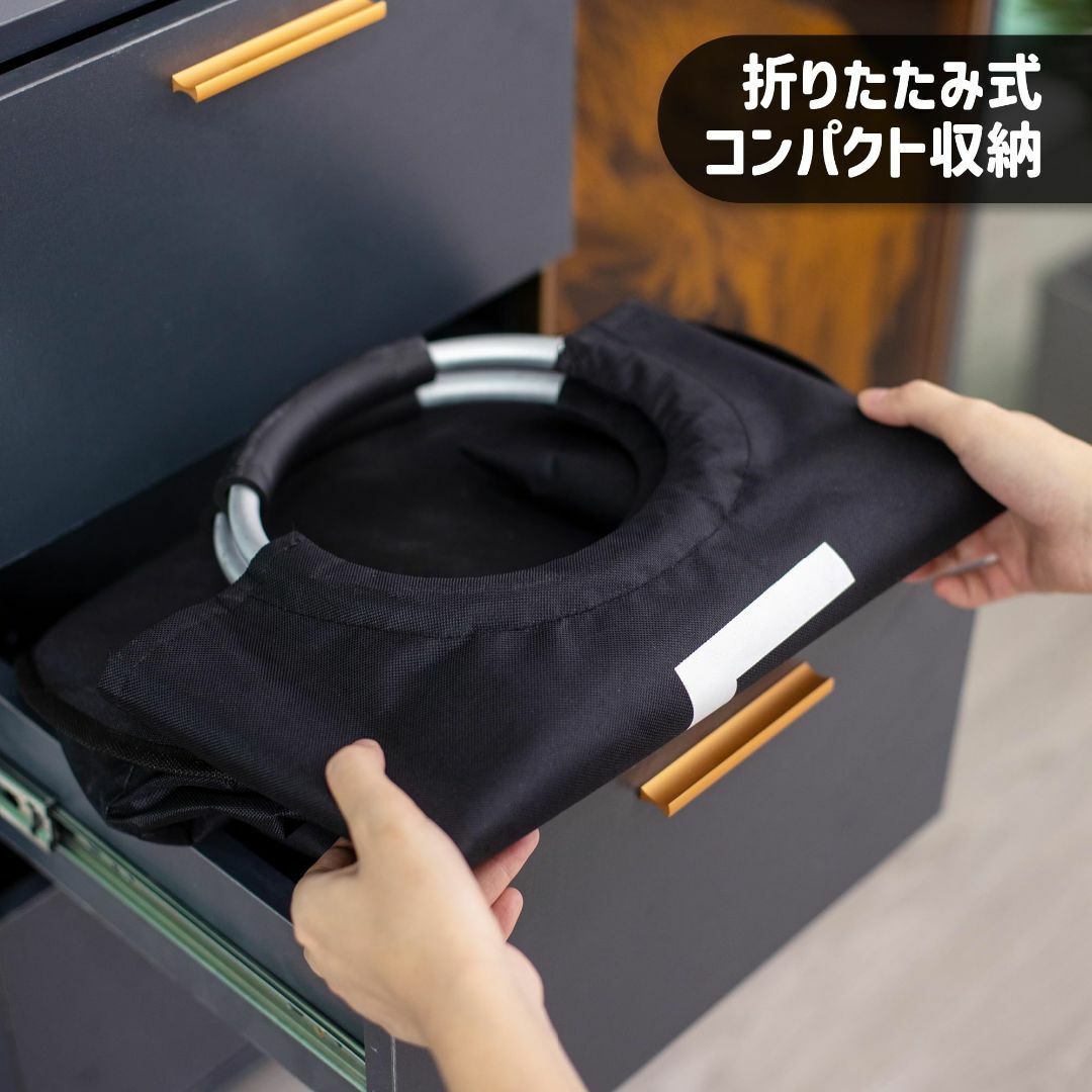 【色: ブラック】Caroeas 90L ランドリーバスケット ランドリーかご  インテリア/住まい/日用品の収納家具(バス収納)の商品写真