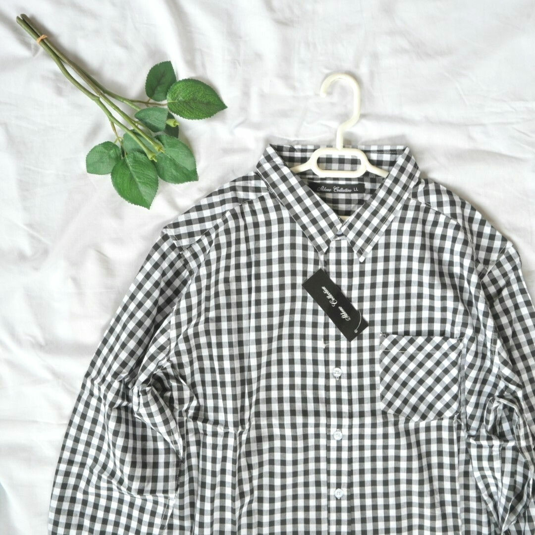 SKKONE(スコーネ)のスコーネ　シャツ　七分袖　綿100　ギンガムチェック　チェック柄　大きめサイズ メンズのトップス(シャツ)の商品写真