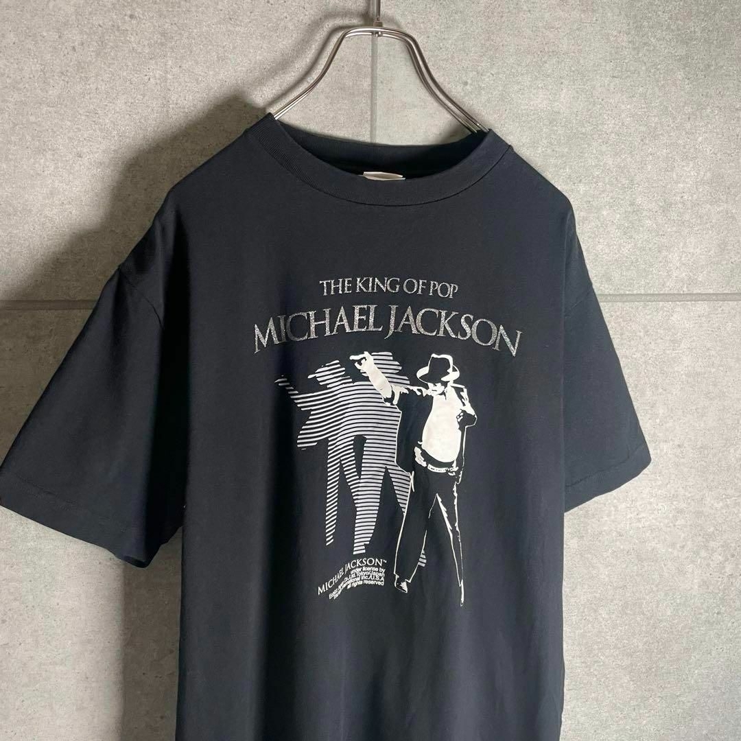 VINTAGE(ヴィンテージ)の[古着]マイケル・ジャクソン　半袖　Tシャツ　キングオブポップ　50周年記念　黒 メンズのトップス(Tシャツ/カットソー(半袖/袖なし))の商品写真