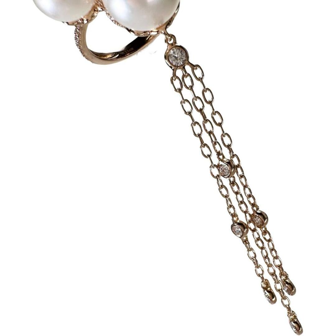 リング・指輪 チェーン付デザイン K18 南洋真珠/白蝶パール9 レディースのアクセサリー(リング(指輪))の商品写真