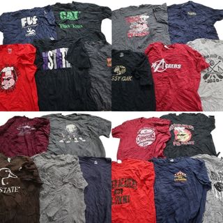 古着卸 まとめ売り カラーmix プリント 半袖Tシャツ 20枚セット (メンズ 3XL /4XL ) 企業T カレッジ風 無地 MS9473(その他)