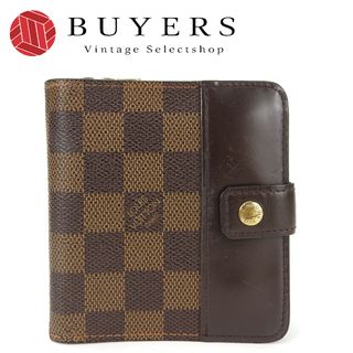 ルイヴィトン(LOUIS VUITTON)の【中古】 ルイ・ヴィトン 二つ折り財布 コンパクト・ジップ N61668 ダミエキャンバス レザー ブラウン ゴールド金具 普段使い 小物 レディース 女性 LOUIS VUITTON(財布)