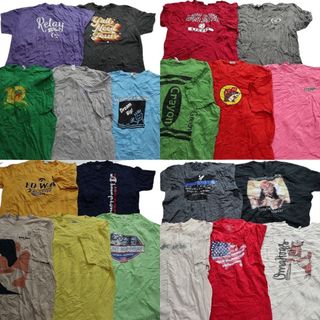 古着卸 まとめ売り カラーmix プリント 半袖Tシャツ 20枚セット (メンズ XL /2XL ) チャンピオン　コロンビア　英字ロゴ　 MS9536