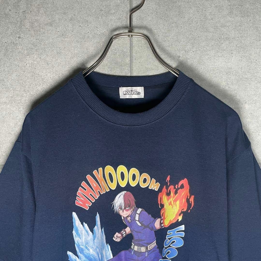 VINTAGE(ヴィンテージ)の[古着]僕のヒーローアカデミア　半袖　Tシャツ　轟焦凍　半冷半燃　アニメT　紺 メンズのトップス(Tシャツ/カットソー(半袖/袖なし))の商品写真