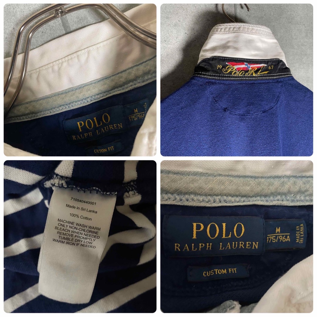 POLO RALPH LAUREN(ポロラルフローレン)の[古着]ラルフローレン　半袖　ポロシャツ　エンブレム　極上刺繍　ボーダー　紺　白 メンズのトップス(ポロシャツ)の商品写真