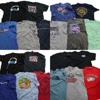 古着卸 まとめ売り カラーmix プリント 半袖Tシャツ 20枚セット (メンズ 2XL ) ノースフェイス ブラック グレー MS9548(その他)