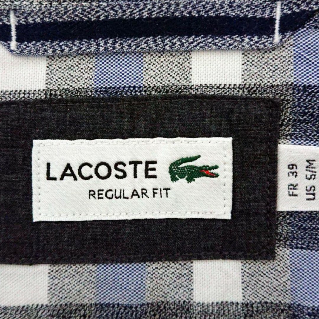 LACOSTE(ラコステ)の美品 ラコステ ワンポイント 刺繍 ロゴ チェック 柄 長袖 シャツ メンズのトップス(シャツ)の商品写真