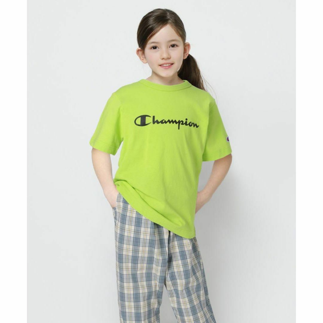 Champion(チャンピオン)の新品　Champion ライトオン　ロゴプリントTシャツ　子供服　ライム　130 キッズ/ベビー/マタニティのキッズ服男の子用(90cm~)(Tシャツ/カットソー)の商品写真