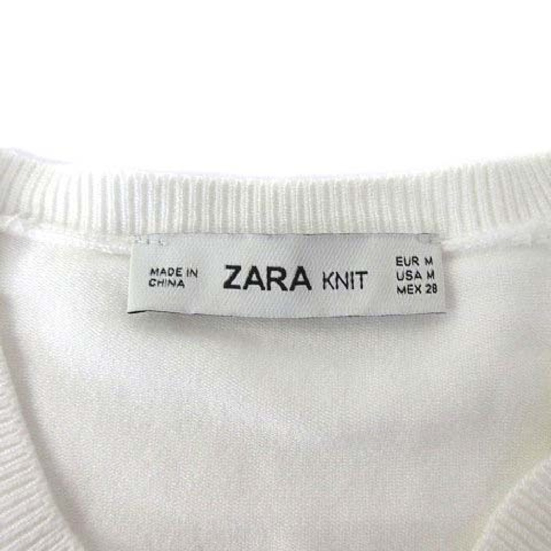 ZARA(ザラ)のザラ ZARA KNIT レーヨン ニット カーディガン パールボタン 白 M レディースのトップス(カーディガン)の商品写真