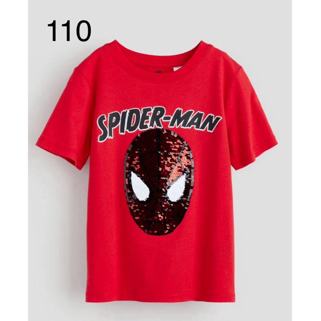 H&M(エイチアンドエム)の《新作》新品　スパイダーマン　スパンコール　Tシャツ　110-115 キッズ/ベビー/マタニティのキッズ服男の子用(90cm~)(Tシャツ/カットソー)の商品写真