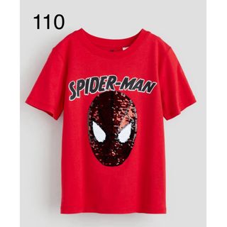 エイチアンドエム(H&M)の《新作》新品　スパイダーマン　スパンコール　Tシャツ　110-115(Tシャツ/カットソー)