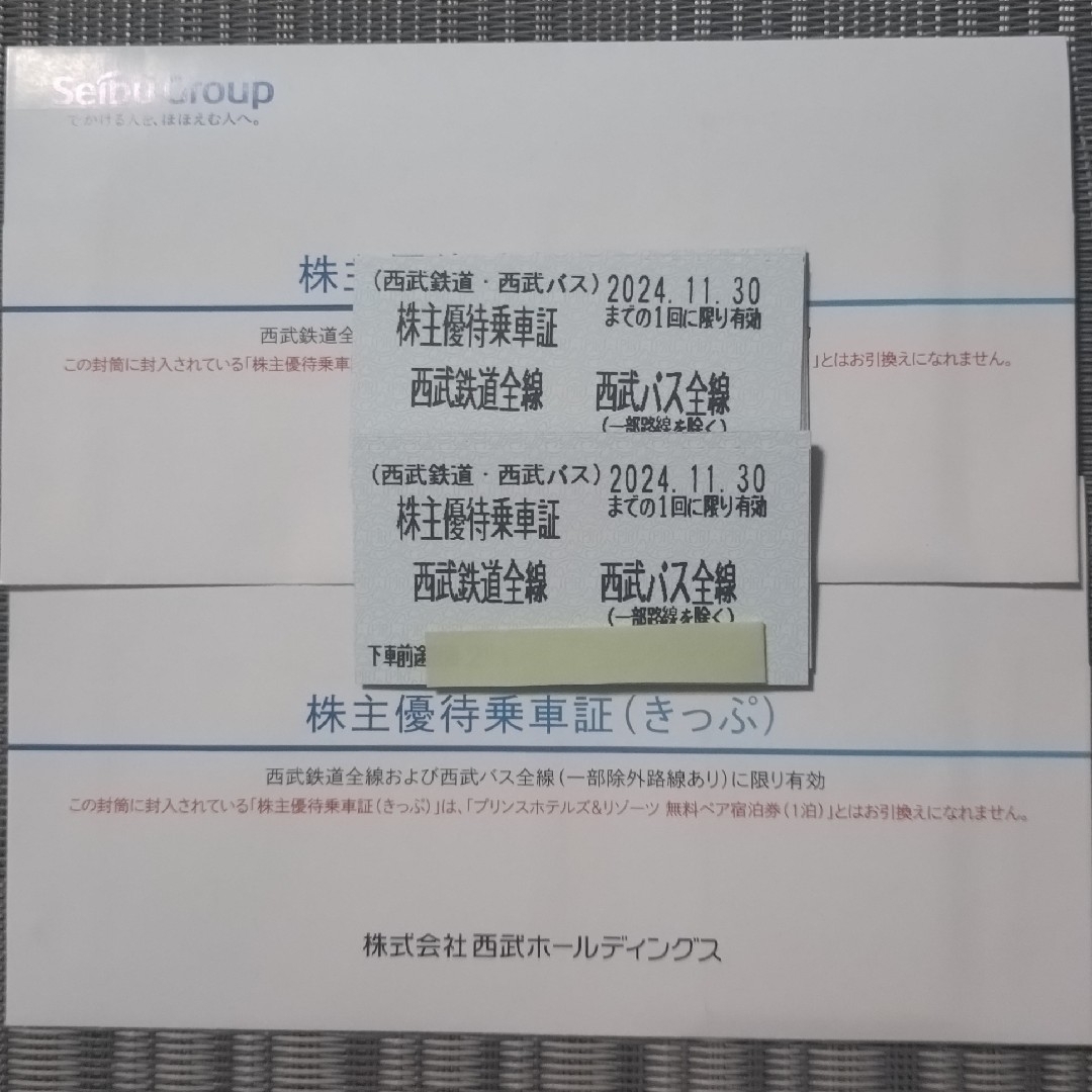 西武鉄道・バス　株主優待乗車証(切符)20枚 チケットの乗車券/交通券(鉄道乗車券)の商品写真
