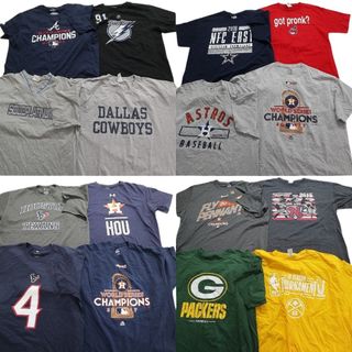 古着卸 まとめ売り プロチーム 半袖Tシャツ 16枚セット (メンズ XL ) MLB　NFL　NBA　英字ロゴ　イエロー　レッド MS9674(その他)