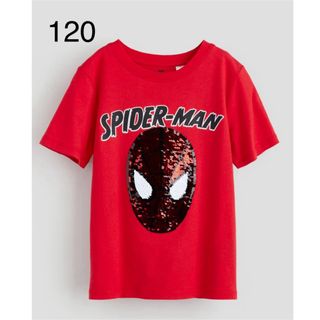 エイチアンドエム(H&M)の《新作》新品　スパイダーマン　スパンコール　Tシャツ　120-130(Tシャツ/カットソー)