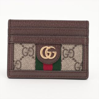 グッチ(Gucci)のグッチ  PVC×レザー  ブラウン レディース カードケース(パスケース/IDカードホルダー)