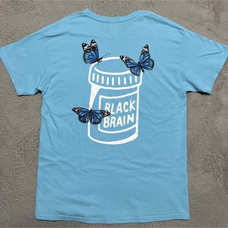 ブレインデット(BRAIN DEAD)のBLACK BRAIN butterfly tee 蝶々　tシャツ　L 水色(Tシャツ/カットソー(半袖/袖なし))
