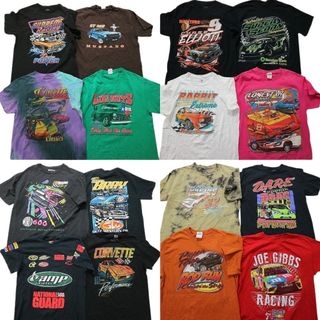 古着卸 まとめ売り レーシング 半袖Tシャツ 16枚セット (メンズ M ) 大判プリント タイダイ MS9782(その他)