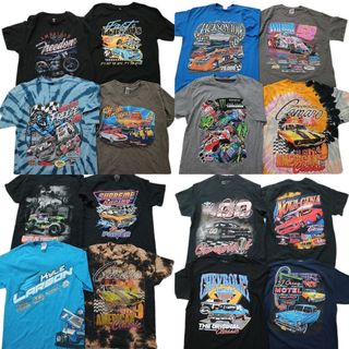 古着卸 まとめ売り レーシング 半袖Tシャツ 16枚セット (メンズ M /L ) 大判プリント タイダイ MS9781(その他)