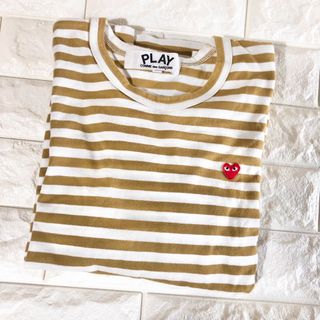 コムデギャルソン(COMME des GARCONS)の【プレイ　コムデギャルソン】ボーダー　長袖Tシャツ　ロンT マスタード(Tシャツ(長袖/七分))