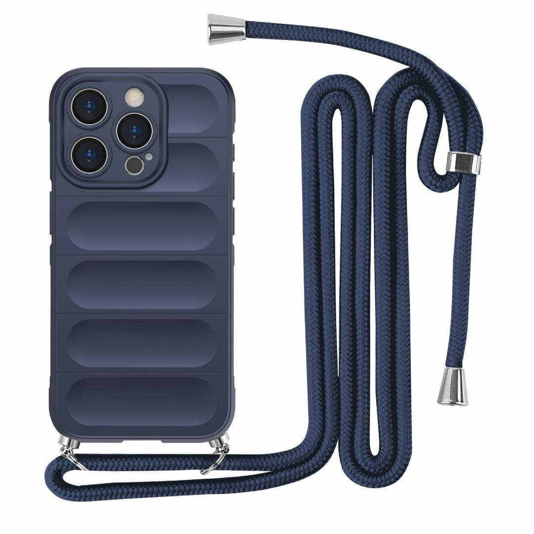 【色: ミッドナイトブルー】iPhone 15 Pro 用 ケース ネックストラ スマホ/家電/カメラのスマホアクセサリー(その他)の商品写真