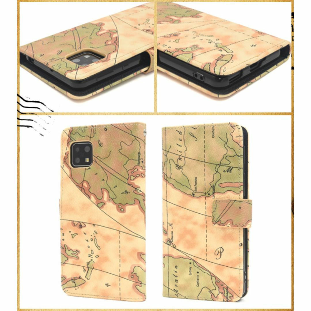 AQUOS sense5G/ sense4 地図手帳型ケース スマホ/家電/カメラのスマホアクセサリー(Androidケース)の商品写真