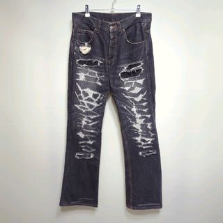 テテイ(tetei)の★tetei ど根性DENIM ダメージ加工 リペア ブラック デニムパンツ(デニム/ジーンズ)