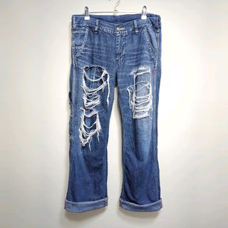 デニムダンガリー(DENIM DUNGAREE)の★DENIM DUNGAREE ダメージ加工 リペア デニム ペインターパンツ(デニム/ジーンズ)