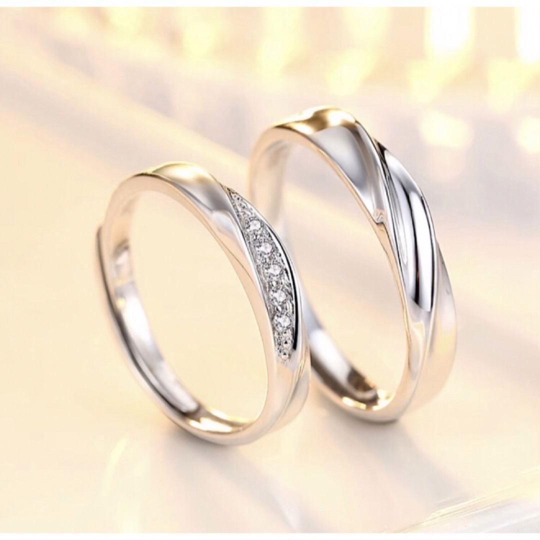 ペアリング　リング　シルバー　男女　セット　記念日　おそろい　結婚式 レディースのアクセサリー(リング(指輪))の商品写真