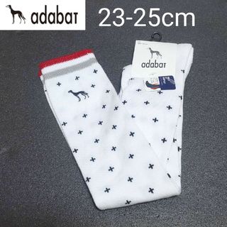 adabat  23-25cm ニーハイソックス 白 アダバット 　レディース