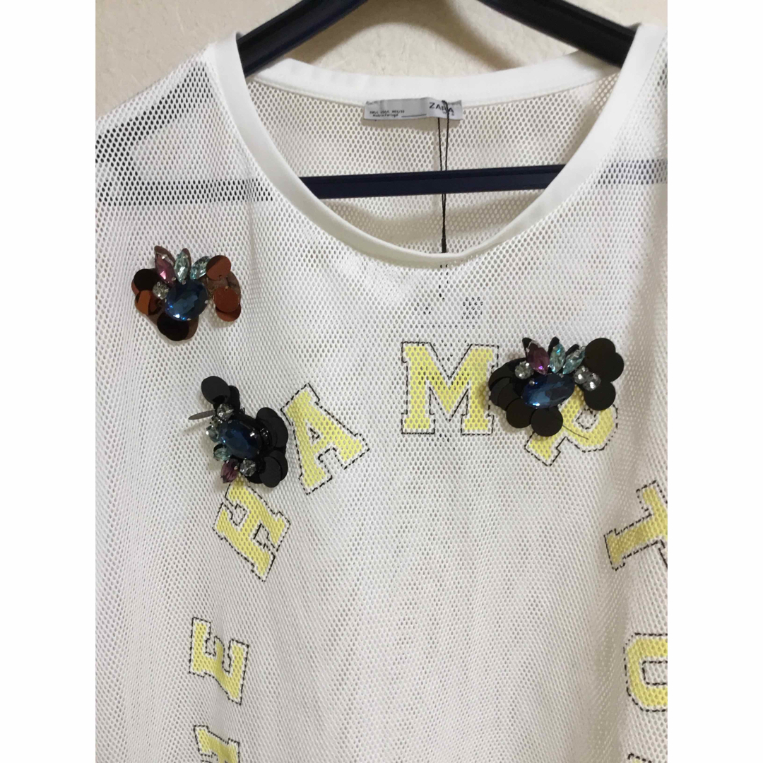 ZARA(ザラ)のZARA メッシュ　Tシャツ　❤︎  L〜3L 大きいサイズの方も レディースのトップス(Tシャツ(半袖/袖なし))の商品写真