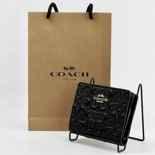 新品 未使用 COACH 財布 シグネチャー エンボス ブラック 黒 便利 仕事(財布)