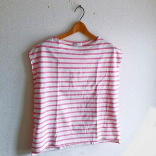 1回着用のみ♡定番ボーダーTシャツ♡ピンクボーダーM♡シンプルコーデ♡美品♡(Tシャツ(半袖/袖なし))