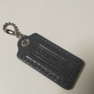 中古 COACH チャーム 黒色 タグ キーホルダー コーチ(キーホルダー)