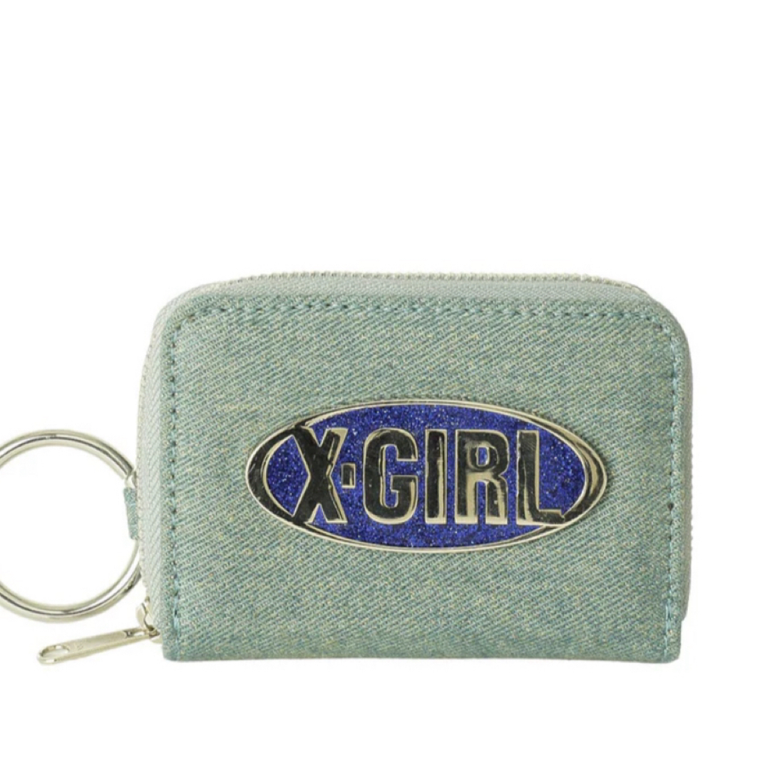X-girl(エックスガール)のX-girl グリッターオーバルロゴ コインアンドカードケース  レディースのファッション小物(財布)の商品写真