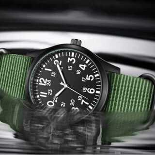 メンズ 腕時計 ミリタリーモデル グリーン 3針 防水 新品 未使用(腕時計)