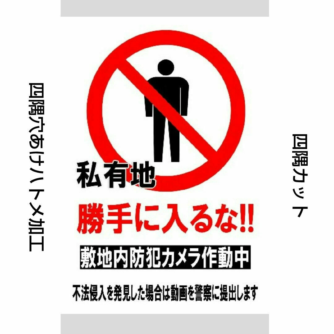 迷惑対策プラカード26*『私有地勝手に入るな！敷地内防犯カメラ作動中不法侵入』 その他のその他(オーダーメイド)の商品写真