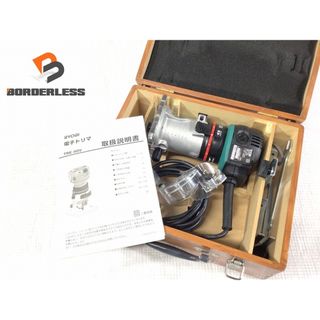 リョービ(RYOBI)の☆中古品☆RYOBI リョービ 100V トリマー TRE-60V ストレートガイド一式 ダブテールガイドセット 集じんアダプタ 取説 木箱付 90338(工具)