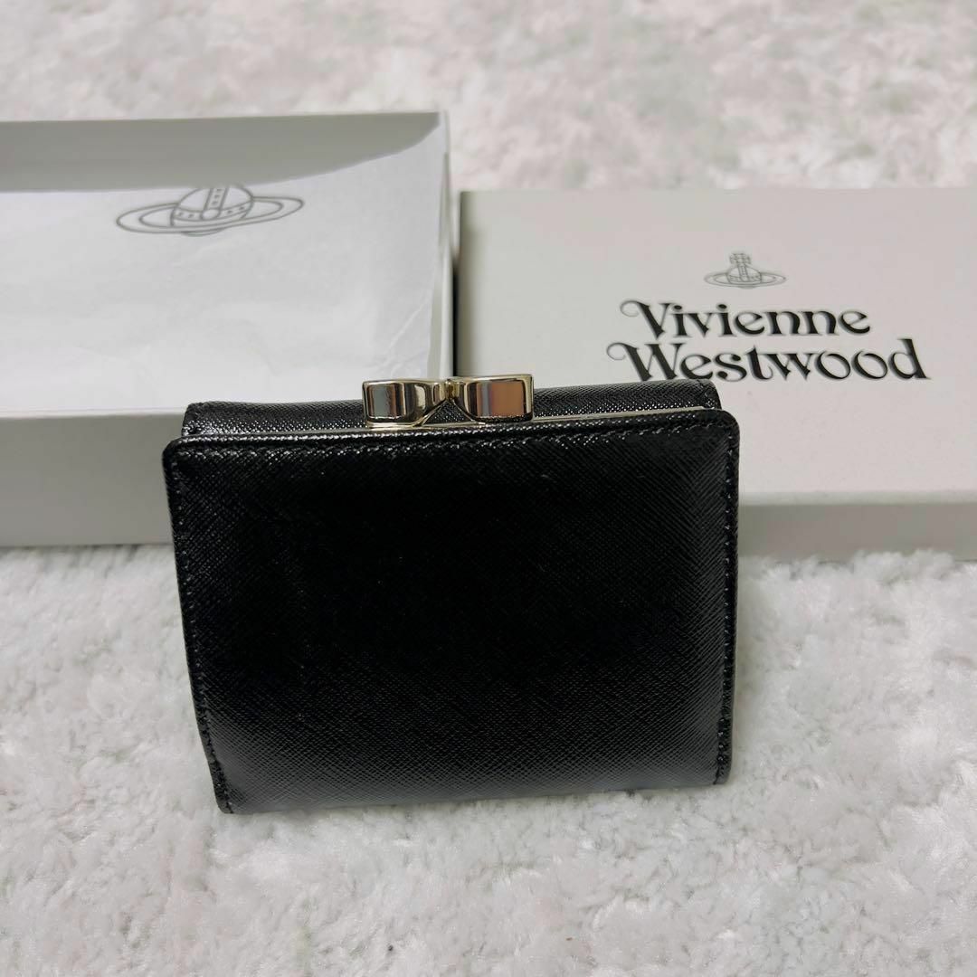 Vivienne Westwood(ヴィヴィアンウエストウッド)のvivienne westwood ディアマンテ オーブ 口金 三つ折り財布 黒 レディースのファッション小物(財布)の商品写真