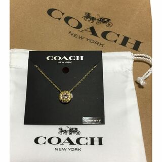 新品　ショッパー付　COACH ゴールド　カットストーン　ネックレス