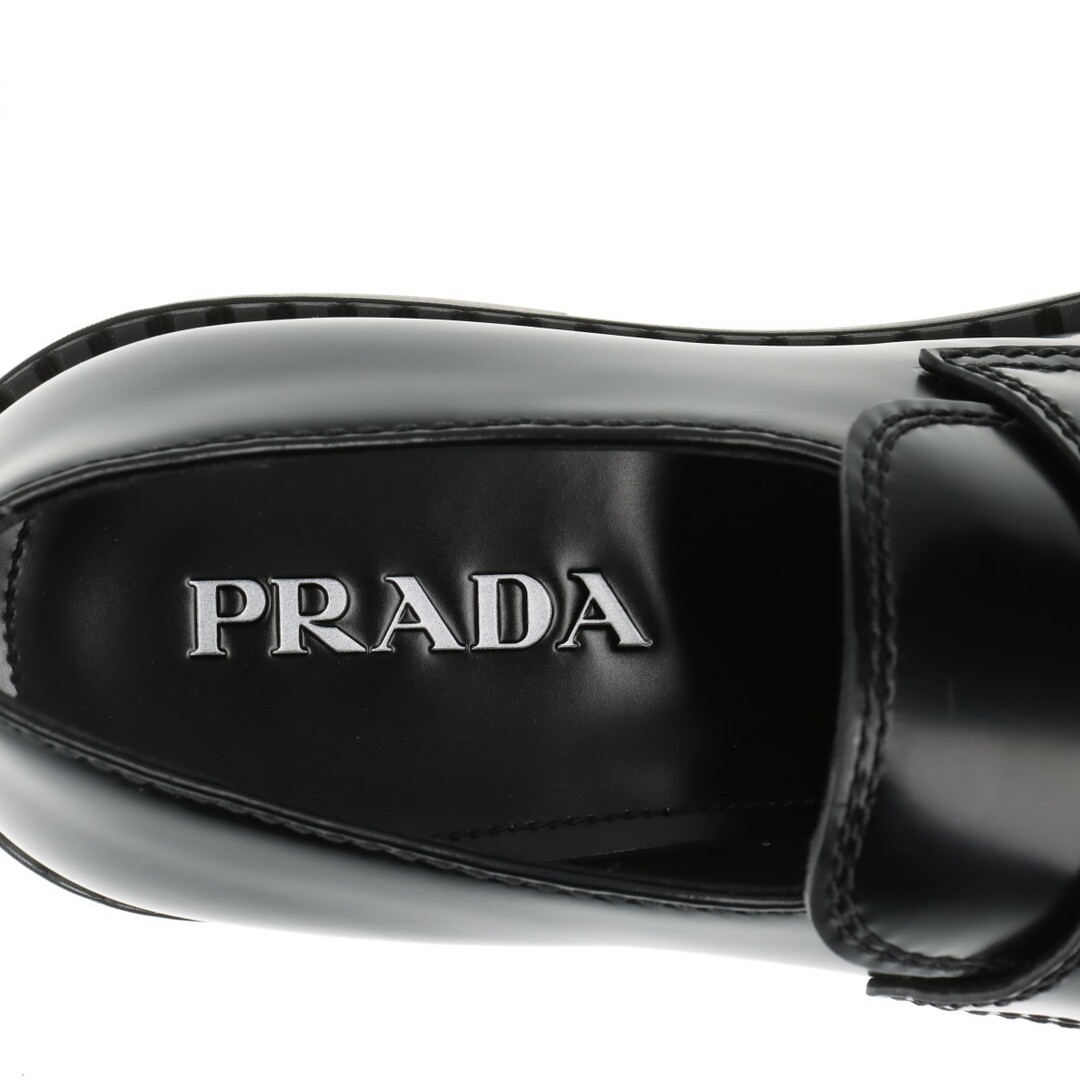 PRADA(プラダ)のプラダ チョコレート レザー US8 ブラック メンズ ローファー メンズの靴/シューズ(その他)の商品写真