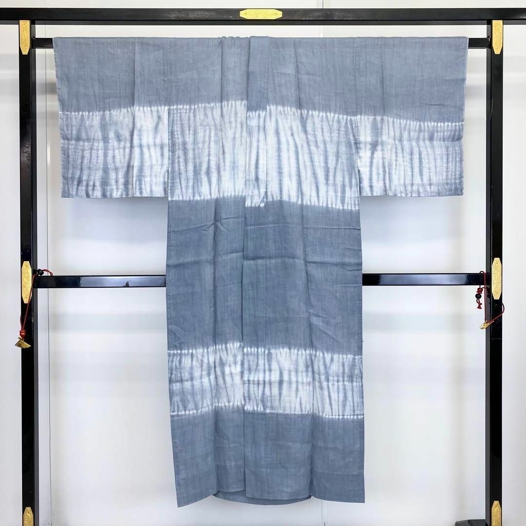 男物 長襦袢 本麻 美しい絞り模様 青袋鼠色 夏物 着物 RK-1344 メンズの水着/浴衣(その他)の商品写真