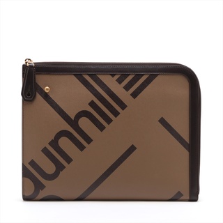 Dunhill - ダンヒル  PVC×レザー  ブラウン レディース クラッチバッグ