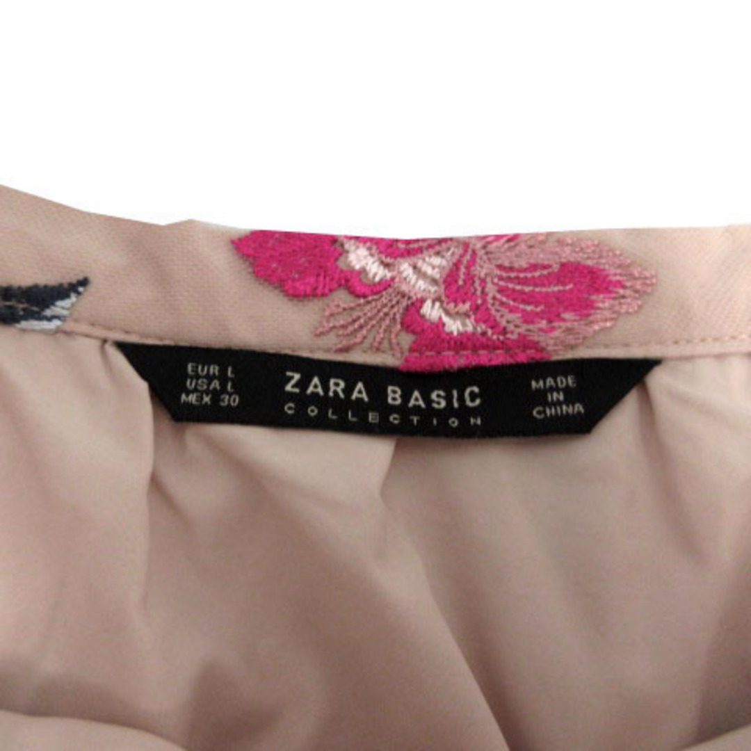 ZARA BASIC スカート チュール 花柄刺繍 ミディ丈 マルチカラー L レディースのスカート(ひざ丈スカート)の商品写真