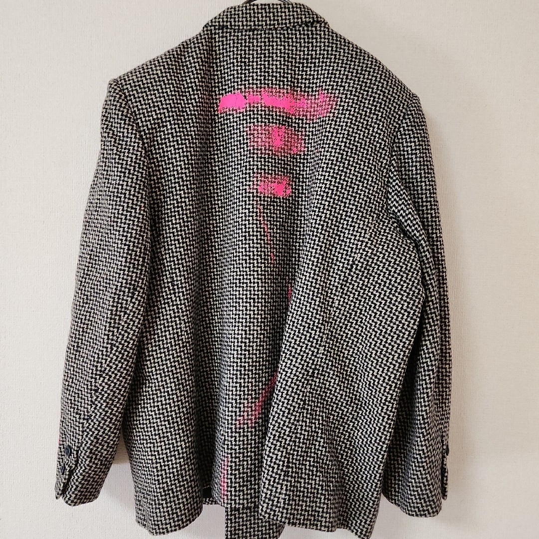 モード　カオス　ペイント　ジャケット　グレー　ネオンピンク　パンク　ロック メンズのジャケット/アウター(テーラードジャケット)の商品写真