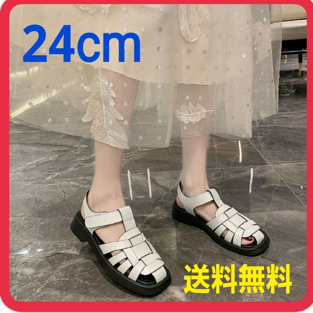 サンダル　グルカサンダル　ZARA好き　白　ホワイト　歩きやすい レディースの靴/シューズ(サンダル)の商品写真