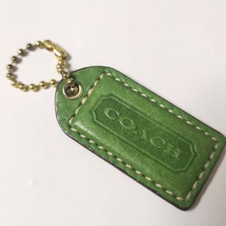 バッグチャーム COACH 緑色 レザー チャーム タグ キーホルダー コーチ(キーホルダー)