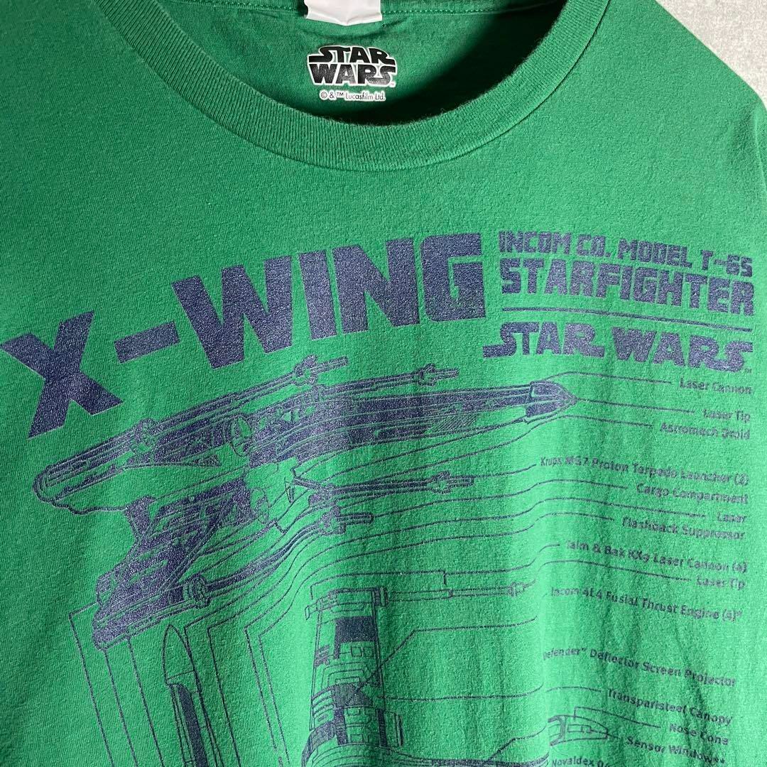 [古着]スターウォーズ　半袖　Tシャツ　X-WING　設計図　戦闘機　プリント メンズのトップス(Tシャツ/カットソー(半袖/袖なし))の商品写真